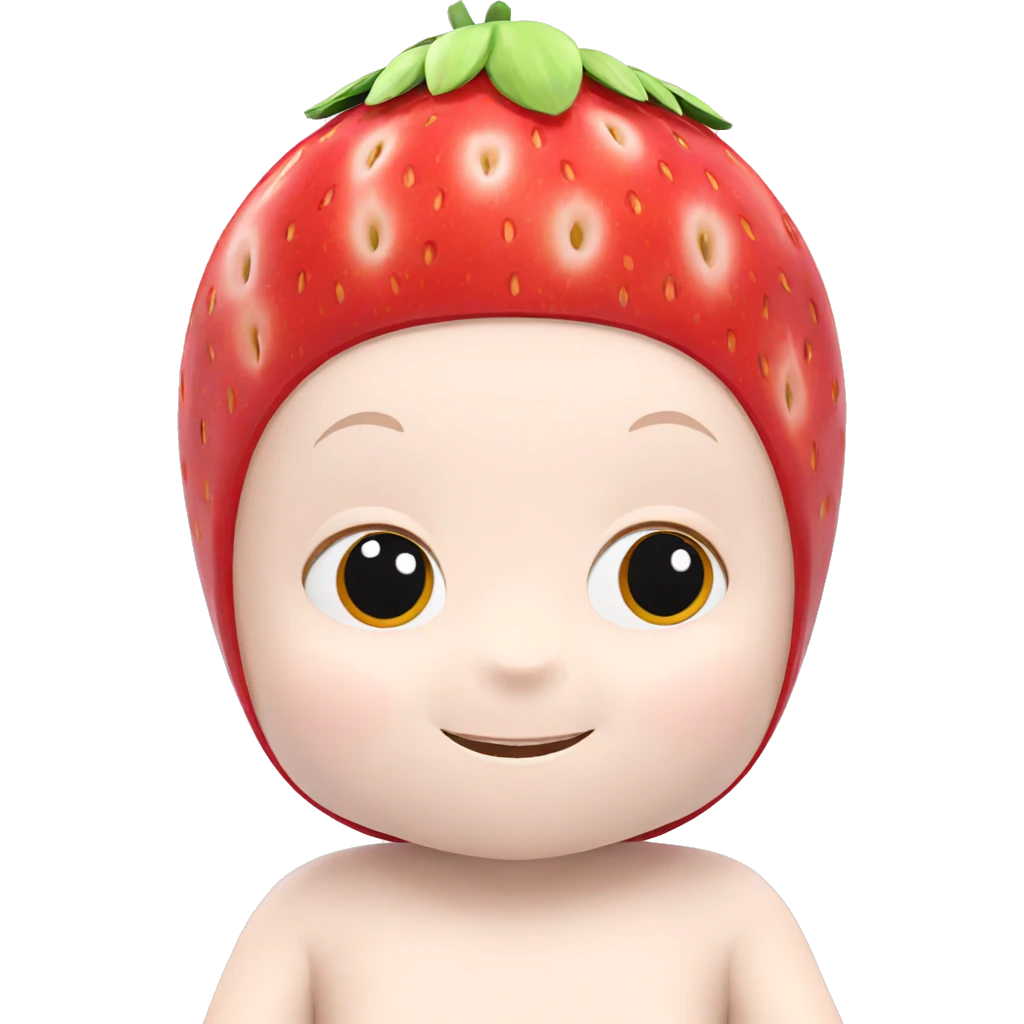 smiling girl with strawberries emoji