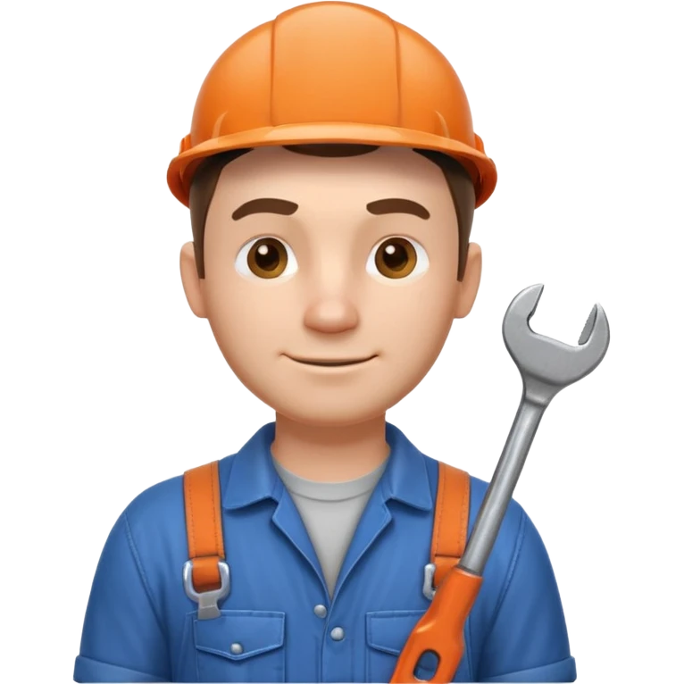 mechanic man portrait, head and shoulders only, wearing work overalls, holding a wrench, slight grease marks on face, confident friendly expression, garage workshop vibe, 3D cartoon style, mobile game icon style, clean background, no text, no watermark
  emoji