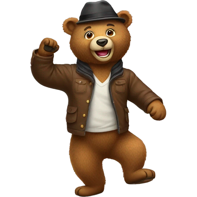 dancing bear in Ushanka emoji