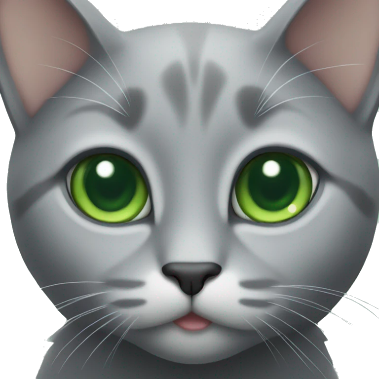Grey cat with green eyes emoji