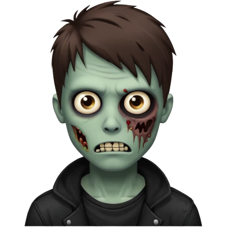 zombie, emo guy, with dark circles under his eyes and brown hair emoji