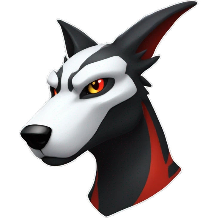 Black Cool Edgy Sergal-Houndoom-Fakémon  with White and Red Edgy markings emoji