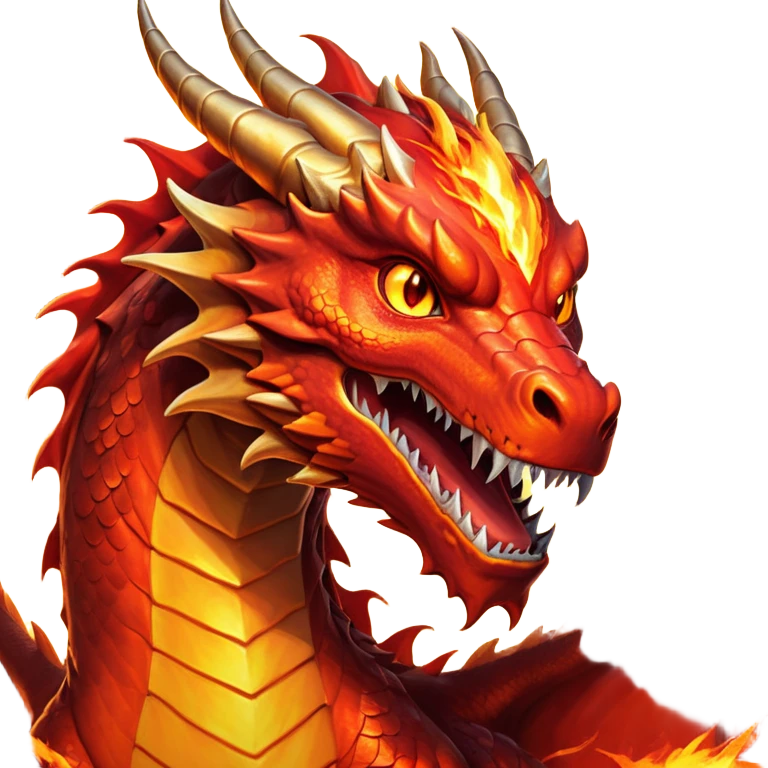 cinematic-noble-fierce-fire-dragon-portrait-emoji,-poised-and-imposing,-with-a-muscular,-scaled-body-ablaze-in-fiery-hues-of-crimson,-molten-orange,-and-molten-gold,-and-intense,-burning-eyes-that-mirror-the-heart-of-a-volcano;-rendered in detail emoji