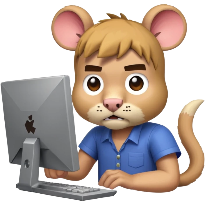 a Minecraft character (with the skin the YouTuber RabidGerbil773 uses)  in front of a computer annoyed  emoji