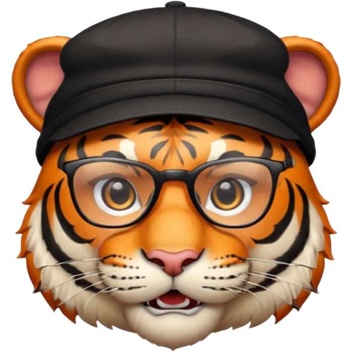 Un tigre enfadado con una mesa de dj . Lo quiero más profesional con unos audífonos y cara de astuto . Mejor con un sobrero y sin audífonos y con unas gafas  emoji