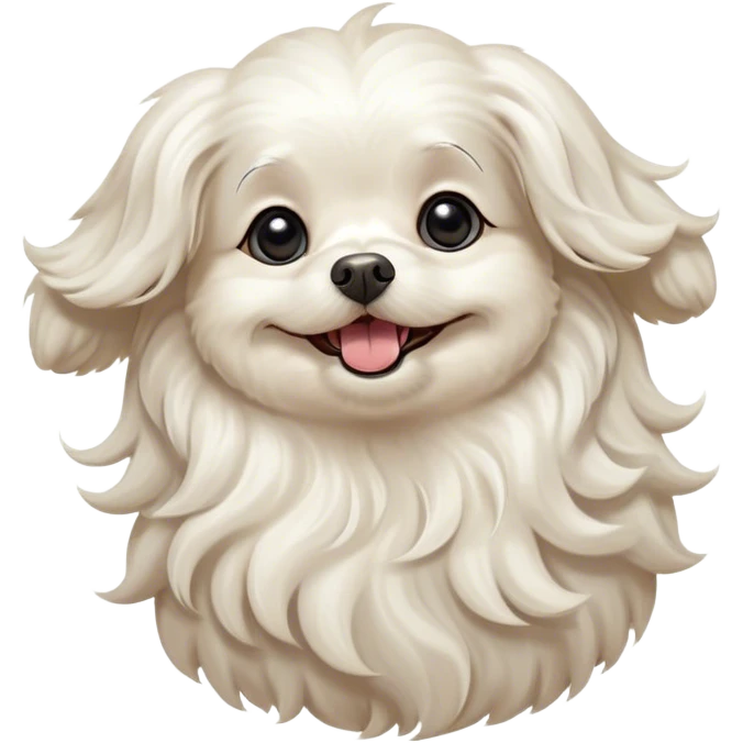 Cinematic Comical Wavy-Haired Maltese dog Portrait Emoji, Head tilted dramatically with an exaggeratedly amused or surprised expression, featuring a silky, wavy-haired white coat with a playful sheen, wide, expressive dark eyes filled with exaggerated disbelief, Simplified yet hilariously expressive features, highly detailed, glowing with a slightly sassy glow, high shine, dramatic yet playful, stylized with an air of cheeky charm, bright and endearing, soft glowing outline, capturing the essence of a spirited and over-the-top companion, so meme-worthy it feels like it could side-eye its way into internet fame instantly! emoji