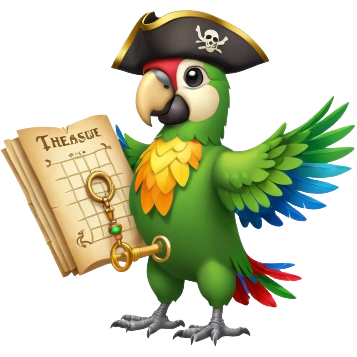 pirate parrot with treasure map emoji
