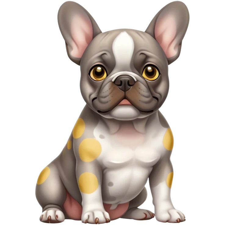 frenchie grey brown with yellow spots  emoji