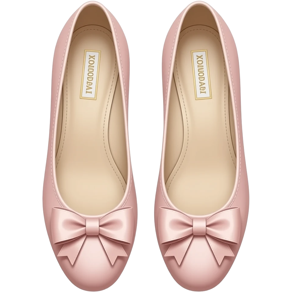 Luxury ballet flats, isolated, centered, no background, soft blush pink leather, delicate bow, polished feminine London old money style emoji