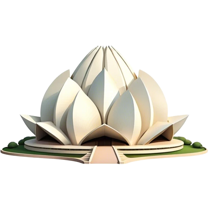 Cinematic Realistic Lotus Temple Landmark Emoji, showcasing the modern architectural marvel with petal‚Äêlike structures rendered with dynamic lighting and graceful textures. emoji