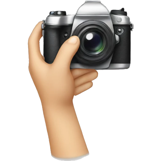Emoji hand holding camera emoji