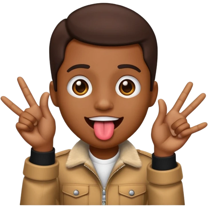 Black emoji sticking out tongue and holding up rockstar hands emoji