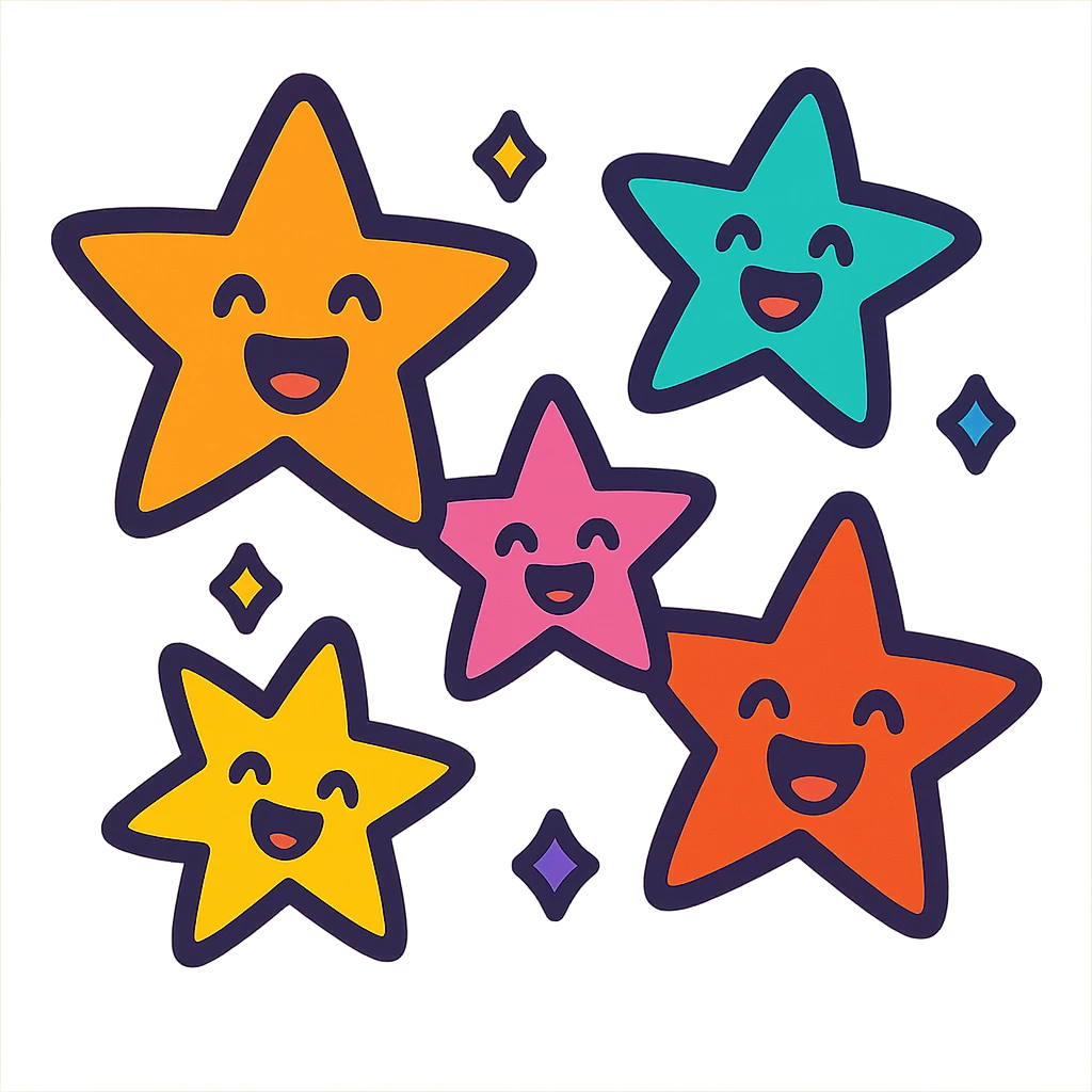 energetic and colorful little stars emoji