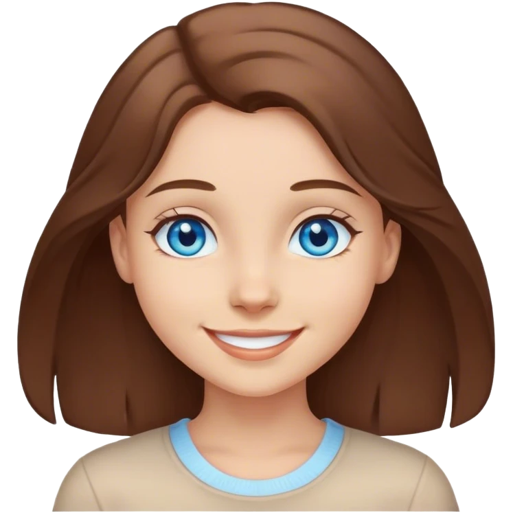 smiling girl blue eyes portrait with brown hair emoji