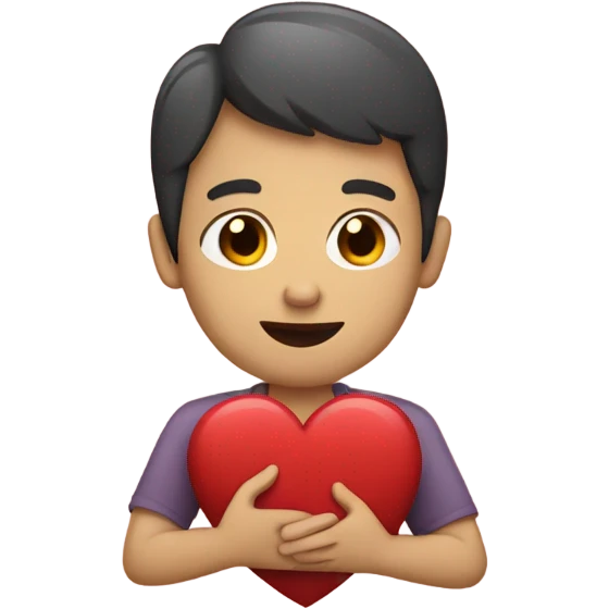 A person holding a heart emoji