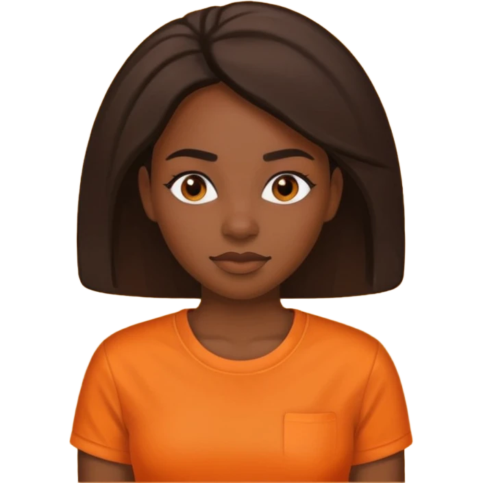 black woman with organge shirt emoji