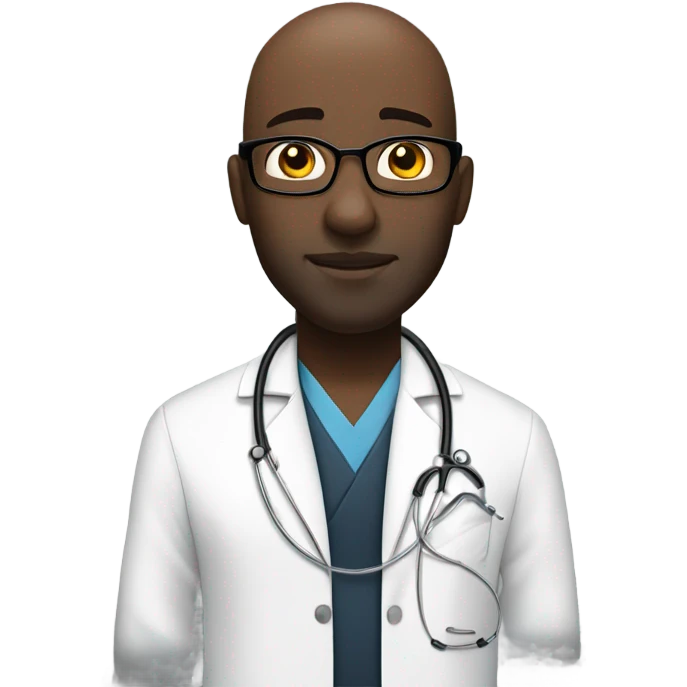 Black bald man doctor  emoji