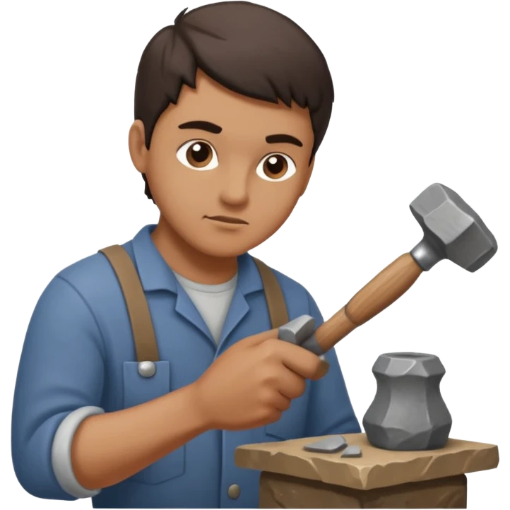 a sculptor during sculpting rock emoji