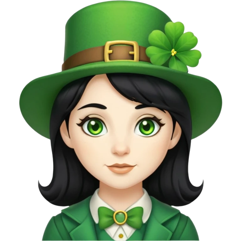 Suburban female leprechaun with black hair emoji