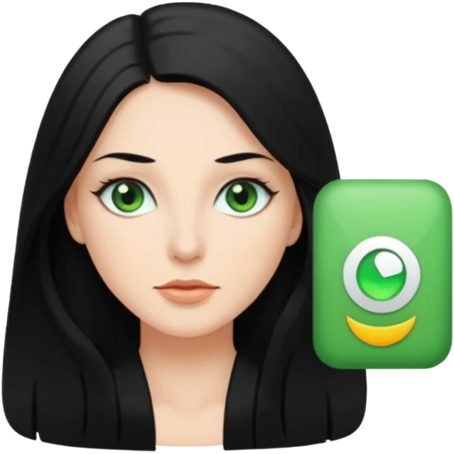 femme blanche, cheveux long, lisse et noir emoji