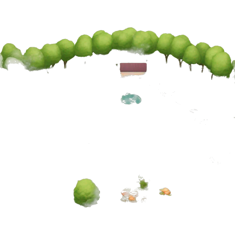 park like shopping area with a pond and shops. emoji