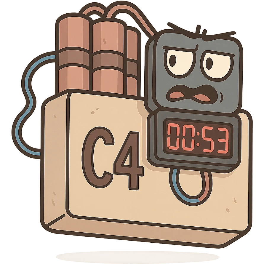 C4 bomb icon, simple, clean lines, minimal color, modern icon style, no humans or other objects emoji
