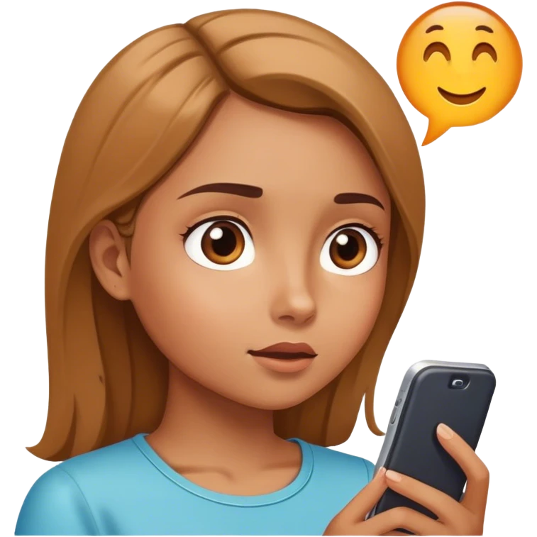 A girl with her phone looking up emoji