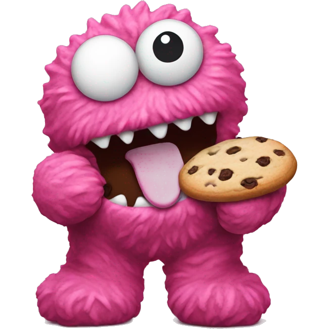 Pink cookie monster devouring cookies emoji
