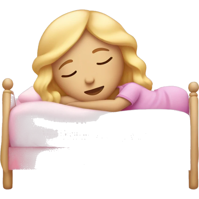 Blonde hair girl sleeping in pink bed emoji