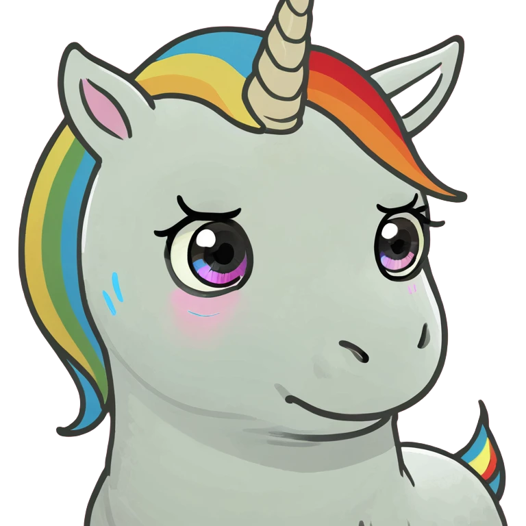 Rainbow baby unicorn with tearful eyes emoji