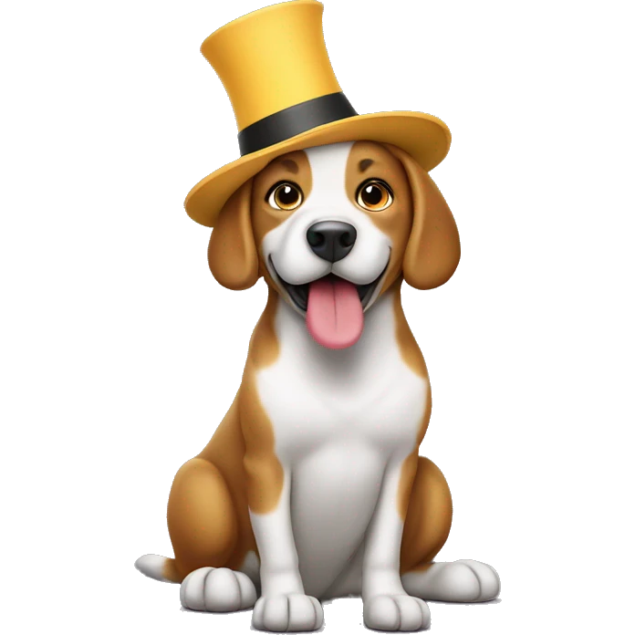 Dog farting while wearing a hat emoji