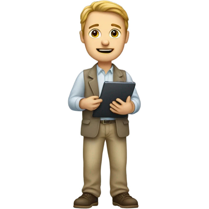 white man standing with ipad emoji