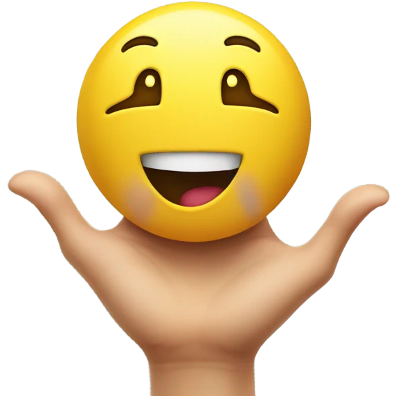 Yellow emoji holding but open emoji