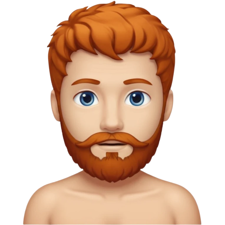 Homme nu cheveux blanc courts, yeux bleu barbe naissante + femme nu gros seins rousse cheveux longs bouclés yeux bleu faisant l'amour emoji