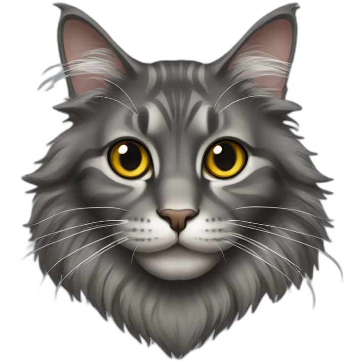 A dark grey maine coon cat emoji