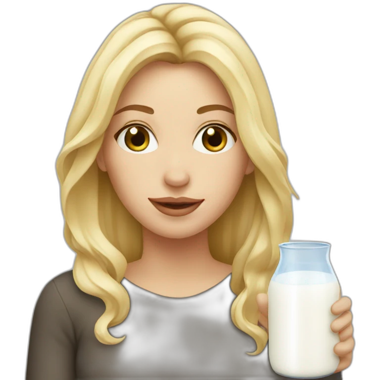 blonde woman with milk emoji