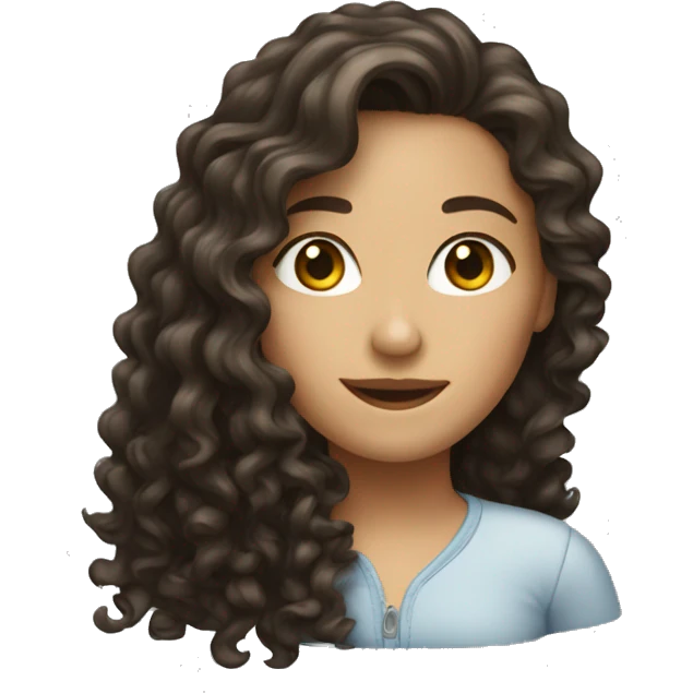 A brunette girl with long curly hair emoji