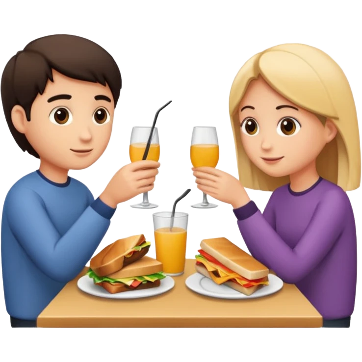 friends having lunch together, face each other emoji