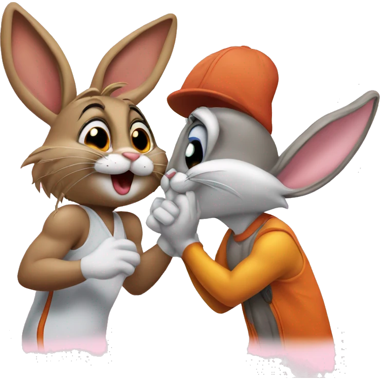 Lola bunny and bugs bunny kissing emoji