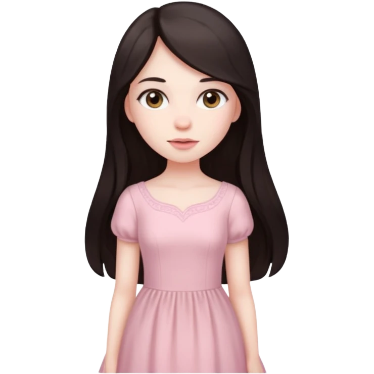 Девочка с длинными темными волосам в нежно розовом emoji