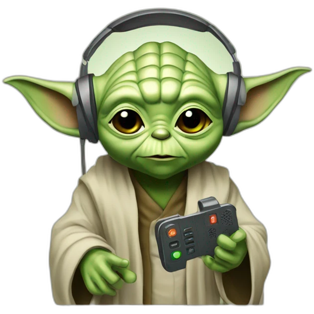 Yoda with  headset phone  emoji