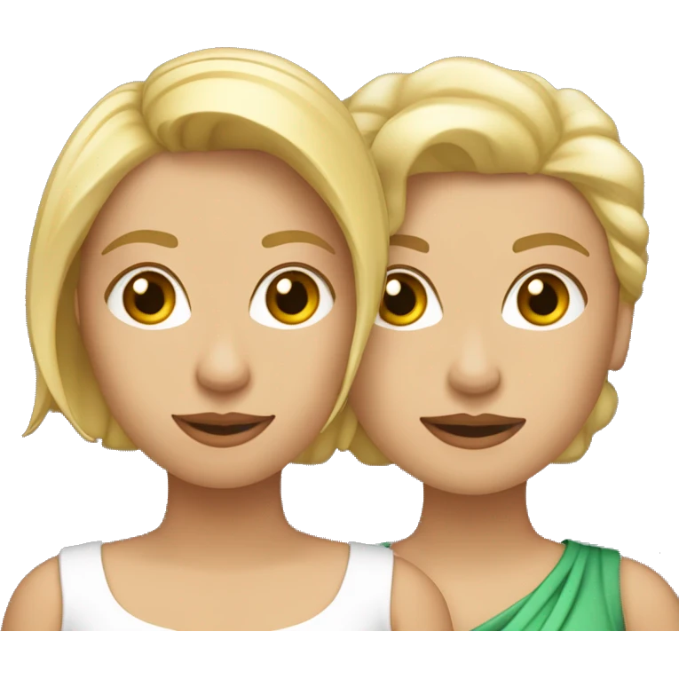 Dos amigas una rubia y otra morena abrazándose  emoji