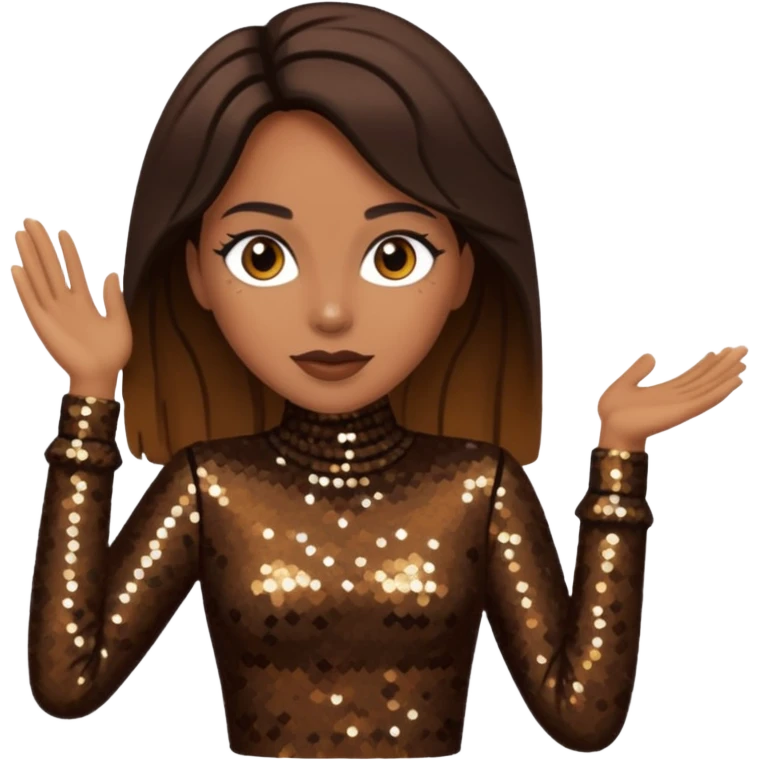 Cindy Herron from En Vogue with tan skin, long dark brown black sequin outfit emoji