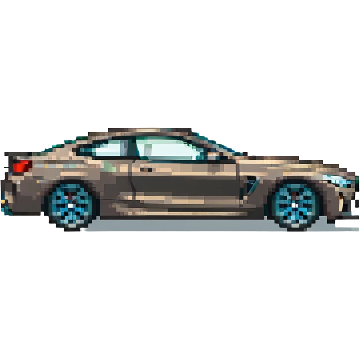BMW M8 Black edition car, pixel art style, side view emoji