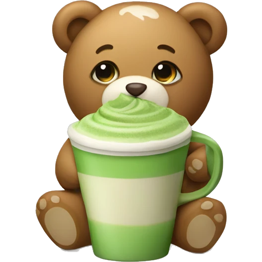teddy bear with matcha latte  emoji