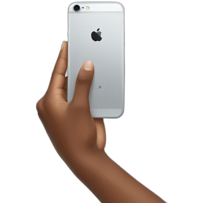 Hand holding iphone emoji