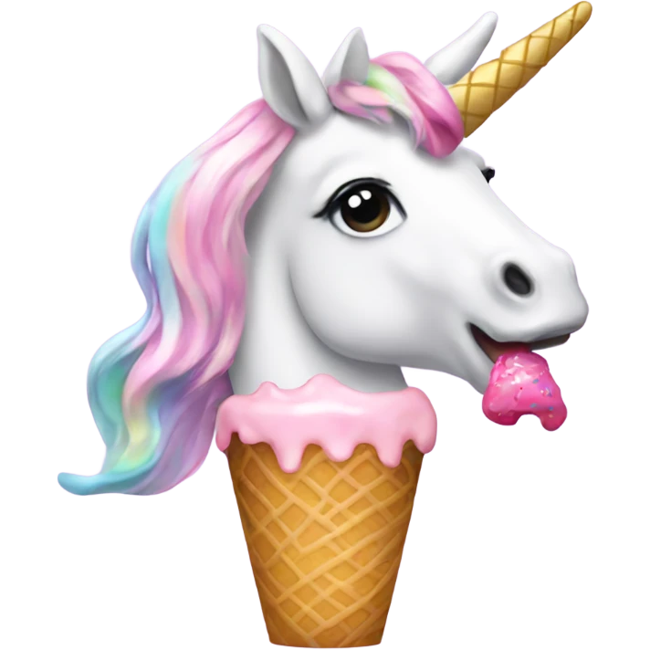 Unicorn eating icecream with preppy nails emoji