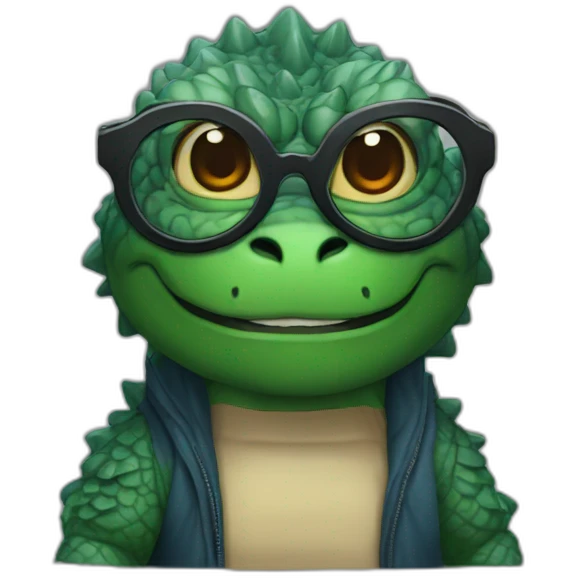 A Godzilla with glasses\ emoji