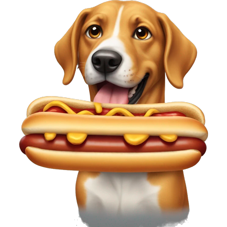 dog eating hotdog emoji
