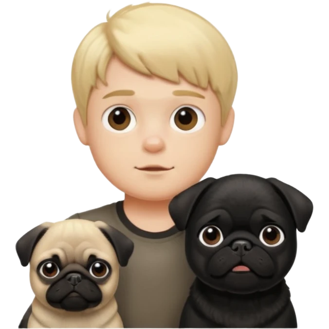 blonde boy with black pug emoji